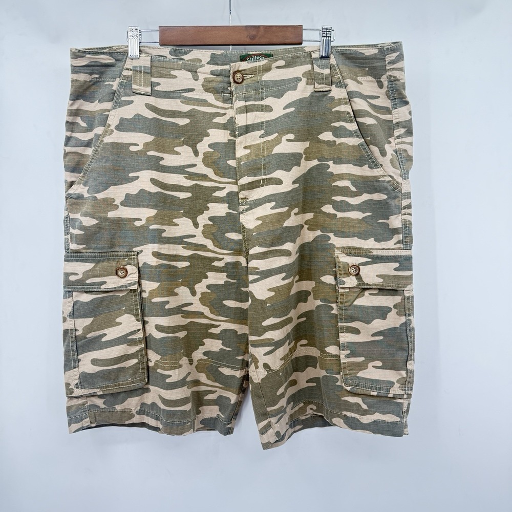 Stillwater Supply Co Camo Cargo Shorts Sz 40 Ripstop 100% Cotton 42x11.5 Utility